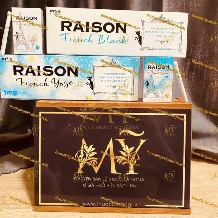 Thuốc Lá Raison French Black (Nho + Bạc Hà) + Raison French YoYo ( Vị Sữa Chua)